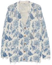 R13 - Floral-Print Distressed Cardigan - Lyst