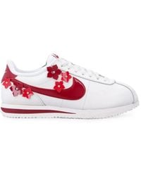 Nike - Cortez Floral-Appliqué Leather Sneakers - Lyst