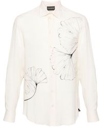Emporio Armani - Floral-print Semi-sheer Shirt - Lyst