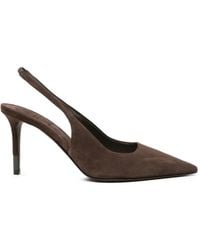 Brunello Cucinelli - Suede Slingback Heels With Monili - Lyst