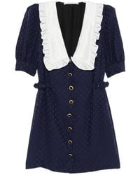 Alessandra Rich - Star-Jacquard Ruffled-Collar Mini Dress - Lyst