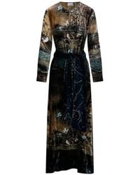 Pierre Louis Mascia - Landscape-Print Belted Maxi Dress - Lyst