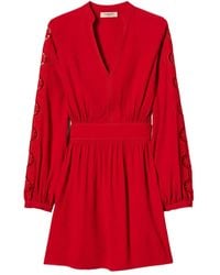 Twinset - Embroidered V-Neck Mini Dress - Lyst