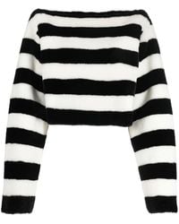 Balmain - Jersey a rayas con cuello barco - Lyst