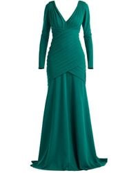 Tadashi Shoji - Pleated Long-Sleeve Maxi Dress - Lyst