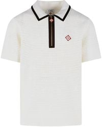 CASABLANCA - Waffle-Stitch Wool Polo Shirt - Lyst