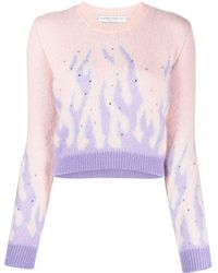 Alessandra Rich - Flame-print Knitted Jumper - Lyst