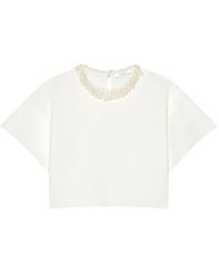 Givenchy - Cropped-Top Aus Strick Mit Besticktem Perlenkragen - Lyst