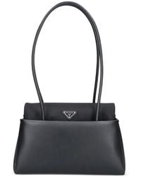 Prada - Mittelgroße Passage Tasche Aus Leder Mit Re-Nylon-Klappe - Lyst