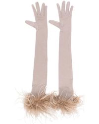 Styland - Handschoenen Met Veren Afwerking - Lyst