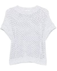 Panicale - Open-Knit Short-Sleeve Sweater - Lyst