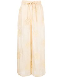 Zimmermann - Acadian Floral-Embroidered Ramie Trousers - Lyst