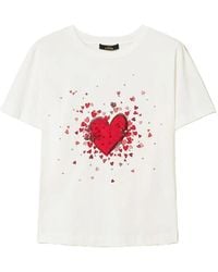 Twinset - T-Shirt À Imprimé Cœur À Strass - Lyst