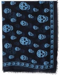 McQueen - Skull-Print Frayed Scarf - Lyst