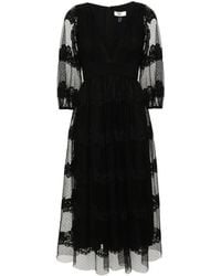 Nissa - Floral-Lace Tiered Midi Dress - Lyst