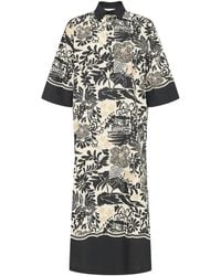 ERMANNO FIRENZE - Graphic-Print Button-Up Midi Dress - Lyst