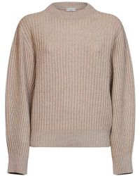 Brunello Cucinelli - Dazzling Sequin-Embellished Ribbed-Knit Sweater - Lyst