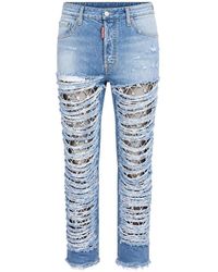 DSquared² - 642 Super-Destroyed Rhinestone-Embellished Jeans - Lyst
