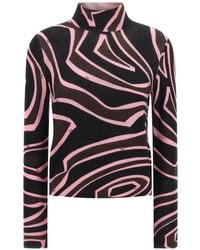 PUCCI - Labirinto Print High-Neck Wool Sweater - Lyst