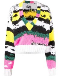 Philosophy Di Lorenzo Serafini - Patterned-jacquard Mohair Cropped Sweater - Lyst