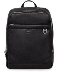 Guess - Monaco Logo-Plaque Pebbled-Calf Leather Backpack - Lyst