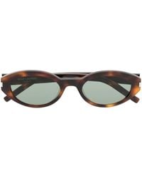 Saint Laurent - Oval-Frame Tortoiseshell-Effect Sunglasses - Lyst