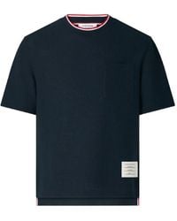 Thom Browne - Textured-Cotton Chest-Pocket T-Shirt - Lyst