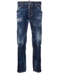 DSquared² - Paint-Splatter Slim-Cut Jeans - Lyst
