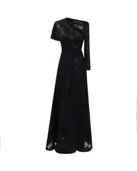 Gemy Maalouf - Asymmetrical-Neckline Lace-Overlay Dress - Lyst