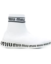 Miu Miu Sneakers in Socken-Optik - Weiß