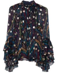 Etro - Top Met Paisley-Print En Ruches - Lyst
