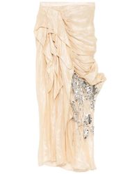 Biyan - Linen Draped Midi Skirt - Lyst