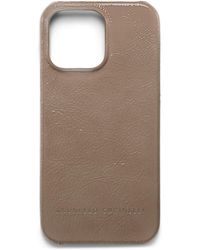 Brunello Cucinelli - Logo-stamp Leather Phone Case - Lyst