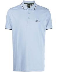 BOSS - Logo-embroidered Contrast-trim Polo Shirt - Lyst