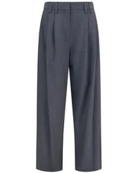 Brunello Cucinelli - Tropical Luxury Wool Tailored Trousers With Monili - Lyst