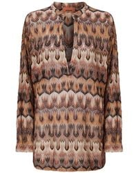 Missoni - V-Neck Patterned Blouse - Lyst
