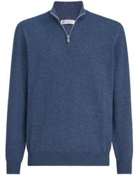 Brunello Cucinelli - Half-zip cashmere sweater - Lyst