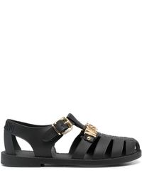 Moschino - Logo-plaque Caged Sandals - Lyst