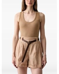 KARL LAGERFELD - Ribbed-Knit Logo-Embroidered Top - Lyst