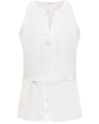 12 STOREEZ - Button-Up Belted Top - Lyst