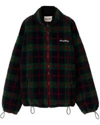 Miu Miu - Checked Teddy Zipper Jacket - Lyst