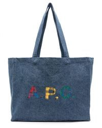 A.P.C. - Diane Logo-print Denim Tote Bag - Lyst