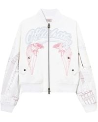Off-White c/o Virgil Abloh - Skyline Embroidered Cropped Bomber Jacket - Lyst