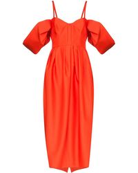 Rosie Assoulin Jurk Met Pofmouwen - Oranje