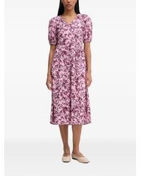 Marc O' Polo - Floral-Print Puff-Sleeve Midi Dress - Lyst