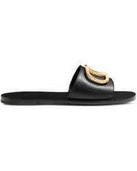 Valentino Garavani - Vlogo Signature Slide Sandal In Grainy Cowhide With Accessory - Lyst