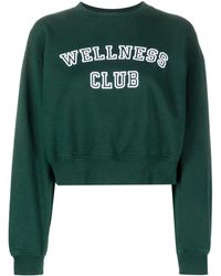 Sporty & Rich - Wellness Club Cropped Cotton Sweatshirt - Lyst