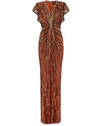 Jenny Packham - Zola スパンコールトリム Vネックマキシドレス - Lyst