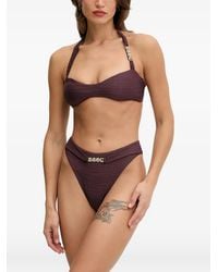 KARL LAGERFELD - Logo-Plaque Halterneck Bikini Top - Lyst