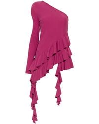 Love Moschino - One-Shoulder Ruffled Top - Lyst